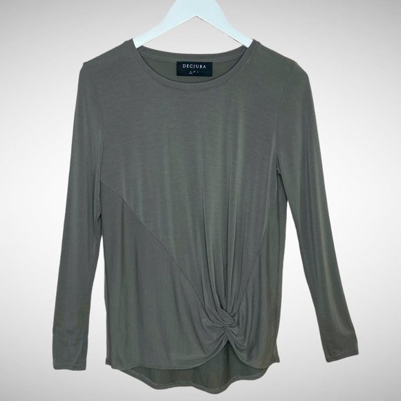 Decjuba Long Sleeve Khaki Green Top - Picture 3 of 6